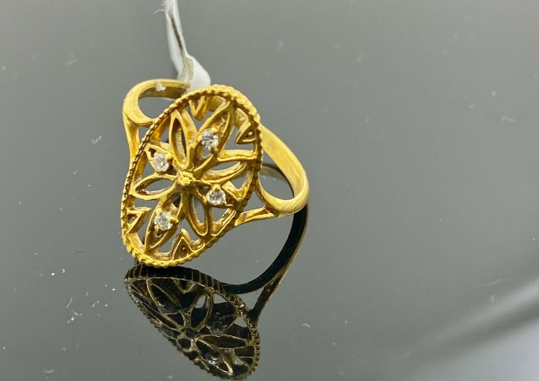 22k Ring Solid Gold ELEGANT Charm Ladies Floral Ring SIZE 7.5 