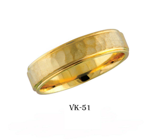 14k Solid Gold Elegant Ladies Modern Hammer Finish Flat Band 6MM Ring VK51v - Royal Dubai Jewellers