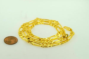 22k Chain Yellow Solid Gold Chain Curb Italian Necklace 5.2mm Figaro CUBAN C116 - Royal Dubai Jewellers