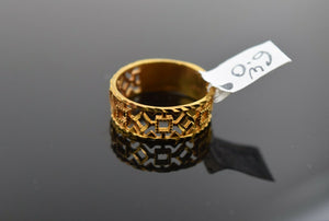 22k Ring Solid Gold Elegant Charm Ladies Pattern Cut Ring Size R2061 mon - Royal Dubai Jewellers