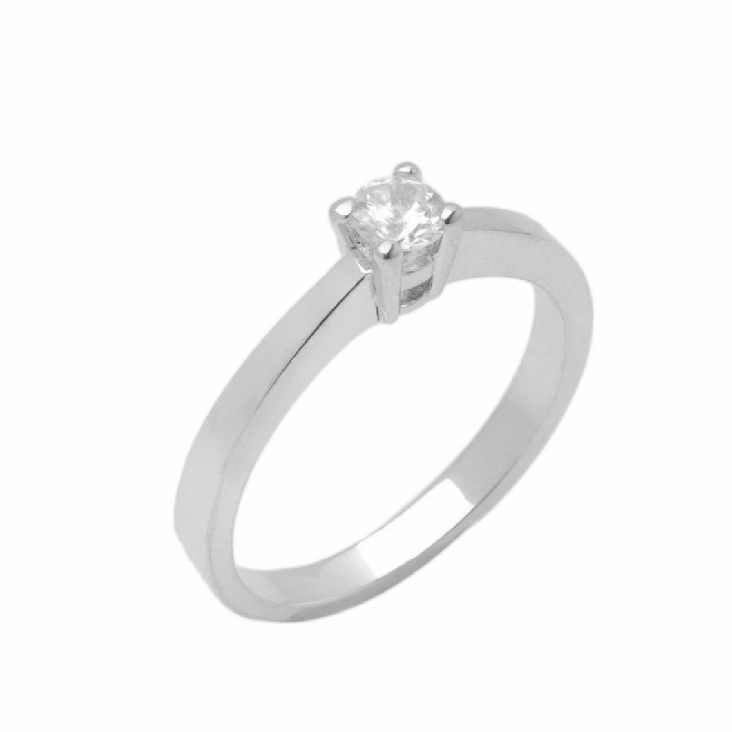 14k Solid Gold Elegant Ladies Modern Reverse Tapered Round Solitaire Ring D2045v - Royal Dubai Jewellers