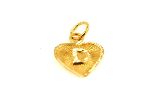 22k 22ct Solid Gold Charm Letter D Pendant Heart Design p1184 ns - Royal Dubai Jewellers