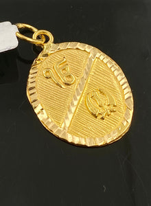 22kSolid Gold Pendant Religious Sikhi Pendant Diamond Cutting P3211 - Royal Dubai Jewellers