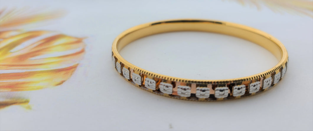 22k Solid Gold Elegant Ladies Two Tone Square Bangle b8059 - Royal Dubai Jewellers