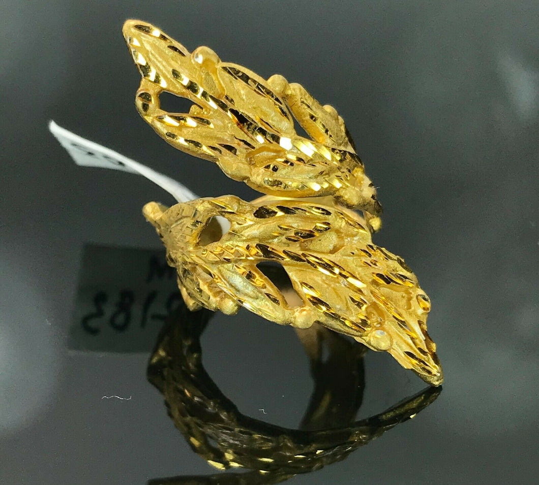 22k RIng Solid Gold ELEGANT Charm Floral Ring SIZE 8-1/2 