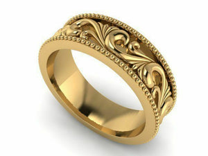 18k Ring Solid Yellow Gold Ladies Jewelry Modern Filigree Insert CGR20 - Royal Dubai Jewellers