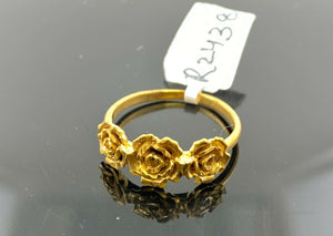 22k Ring Solid Gold ELEGANT Charm Woman Flower Band SIZE 7.50 "RESIZABLE" r2438 - Royal Dubai Jewellers
