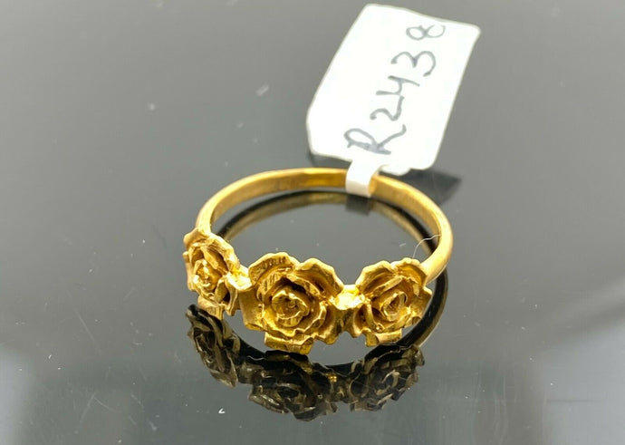 22k Ring Solid Gold ELEGANT Charm Woman Flower Band SIZE 7.50 