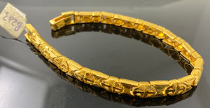 22k Solid Gold Elegant Men Diamond Cut Link Bracelet b283 - Royal Dubai Jewellers
