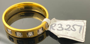 22k Solid Gold Simple Unisex 5 Stone Insert Band r3257 - Royal Dubai Jewellers
