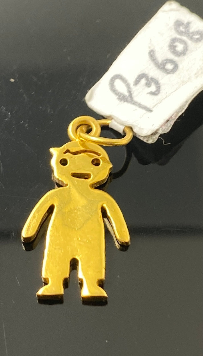 21k Solid Gold Simple Boy Pendant p3608 - Royal Dubai Jewellers