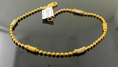 22K Solid Gold Two Tone Bracelet With Beads BR5970 - Royal Dubai Jewellers