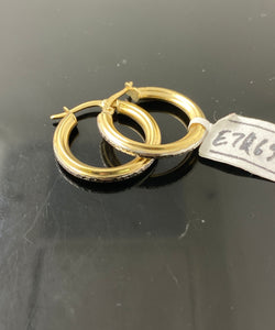 10K Solid Gold High Polished Hoops e7069 - Royal Dubai Jewellers