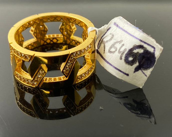 21K Solid Gold Zircon Designer Band R6460 - Royal Dubai Jewellers