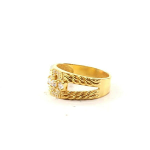 22k Rings Solid Gold Elegant Wheat Style Mens Ring with Stones R2047 mon - Royal Dubai Jewellers
