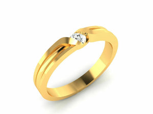 22k Ring Solid Yellow Gold Ladies Jewelry Elegant Simple Band with Stone CGR79 - Royal Dubai Jewellers