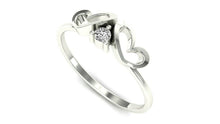 18k Ring Solid White Gold Ladies Jewelry Elegant Simple Double Heart Band CGR78W - Royal Dubai Jewellers