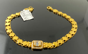 22K Solid Gold Floral Link Bracelet With Zircon B7642 - Royal Dubai Jewellers