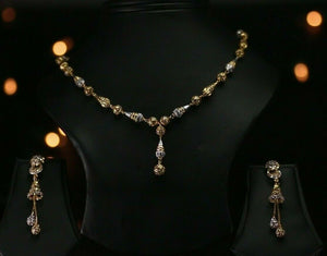 22k Beautiful Solid Gold Classic Two Tone Beads Necklace Set For Ladies LS271 - Royal Dubai Jewellers