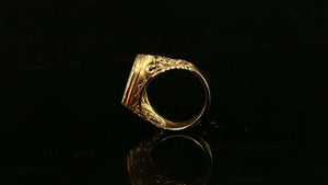 22k Ring Solid Gold Elegant Square Mens Diamond Cut Ring Size R2064 mon - Royal Dubai Jewellers