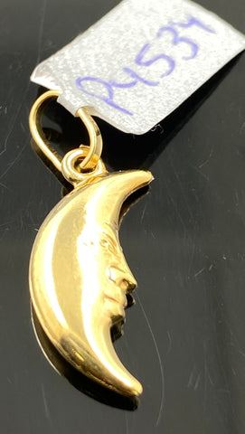 18K Solid Gold Moon Pendant P4534z - Royal Dubai Jewellers