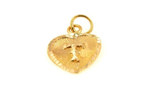 22k 22ct Solid Gold Charm Letter T Pendant Heart Design p1188 ns - Royal Dubai Jewellers