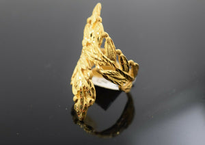 22k RIng Solid Gold ELEGANT Charm Floral Ring SIZE 8-1/2 "RESIZABLE" r2183 - Royal Dubai Jewellers