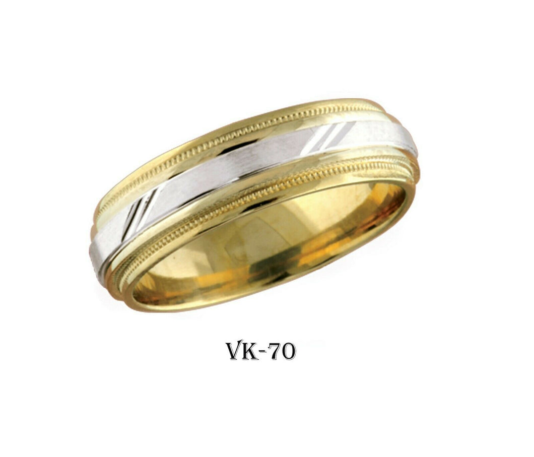 14k Solid Gold Elegant Ladies Modern Shiny Finish Flat Band 6MM Ring Vk70v - Royal Dubai Jewellers