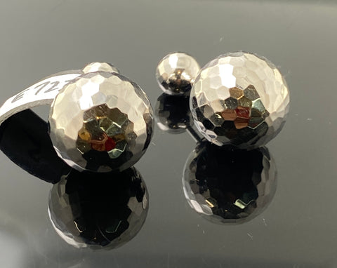 10k Solid Gold Ladies Designer White Gold Ball Stud Earrings E7235 - Royal Dubai Jewellers
