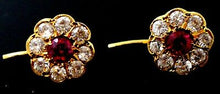 22k 22ct Solid YELLOW GOLD ELEGANT ZIRCONIA RUBY FLOWER SHAPED EARRINGS E5851 - Royal Dubai Jewellers