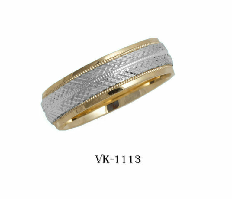 14k Solid Gold Elegant Ladies Modern Machine Finished Flat Band 6mm Ring VK1113v - Royal Dubai Jewellers