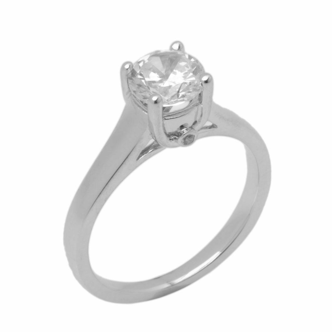 14k Solid Gold Elegant Ladies Modern Flair Round Solitaire Ring D2096v - Royal Dubai Jewellers