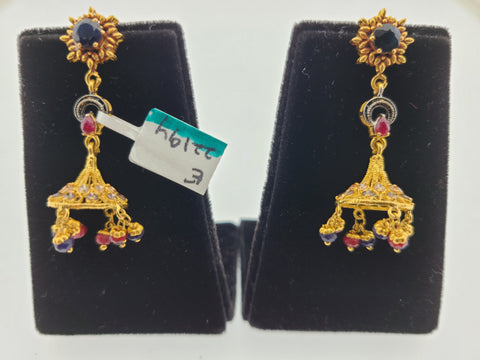22K Solid Gold Zircon Studs E22194 - Royal Dubai Jewellers