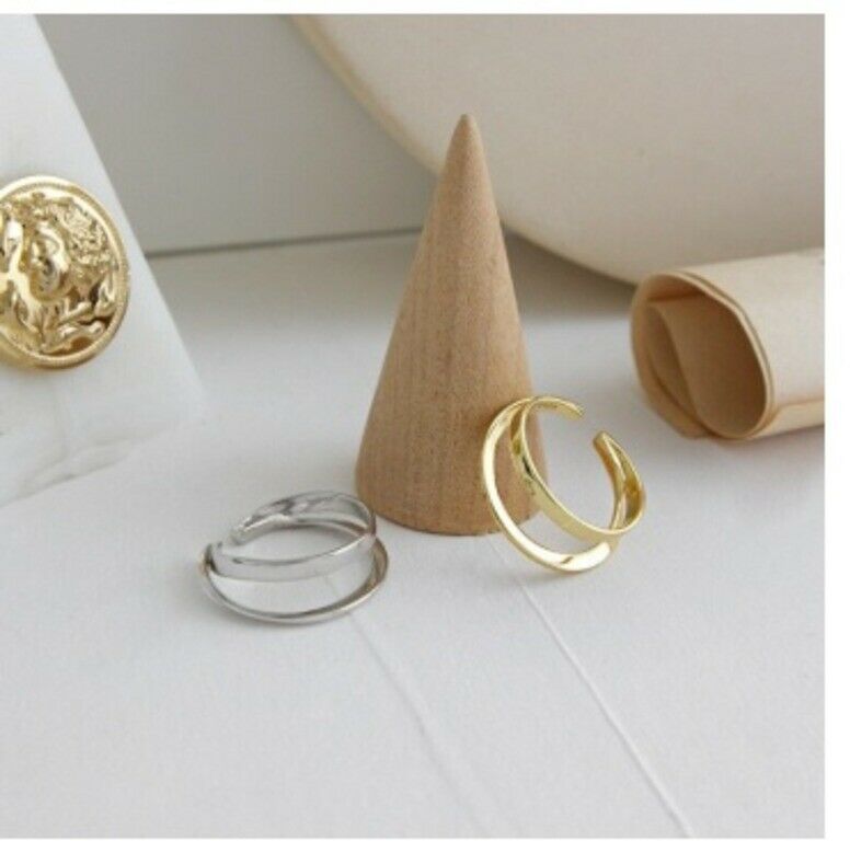 Ladies Ring Solid White Gold Elegant Double Band Design SM39 - Royal Dubai Jewellers