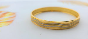 22k Solid Gold Elegant Two Tone Wave bangle b8057 - Royal Dubai Jewellers