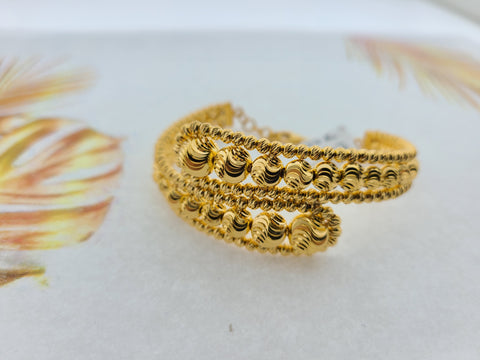22K Solid Gold Diamond Cut Open Cuff Bracelets BR6271 - Royal Dubai Jewellers