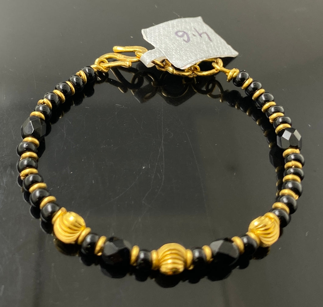 22K Solid Gold Black Beads Bracelet CB1511 - Royal Dubai Jewellers
