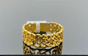 22k RIng Solid Gold Elegant Diamond Cut Geometric Design Ladies Ring R2077 mon - Royal Dubai Jewellers