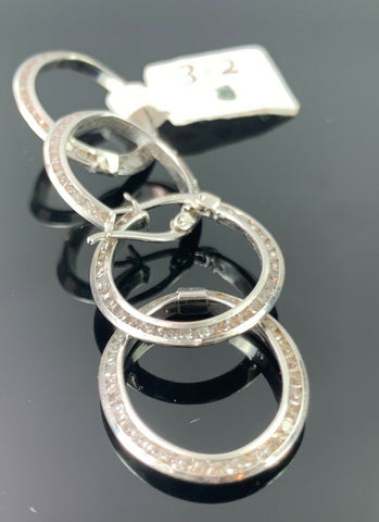18k Earrings Solid Gold Ladies Jewelry Modern Designer Pattern Hoops E324 - Royal Dubai Jewellers