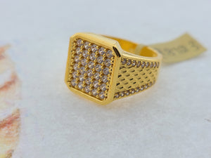 22K Solid Gold Men Zircon Ring R8723 - Royal Dubai Jewellers