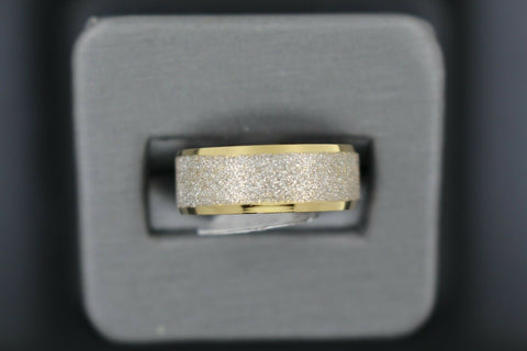 18k Solid Gold Elegant Ladies Modern Sandstone Finish Band Ring R9001m - Royal Dubai Jewellers