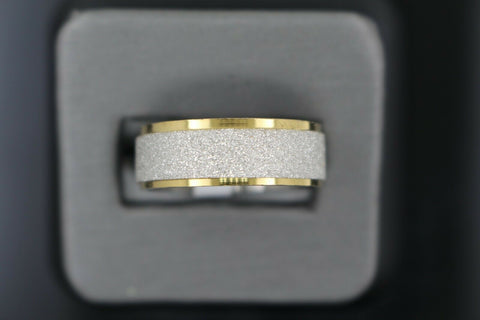 18k Solid Gold Elegant Ladies Modern Sandstone Finish Band Ring R9224m - Royal Dubai Jewellers