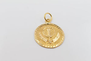 22k Pendant Solid Gold SIKH RELIGIOUS KHANDA ONKAR Pendant Diamond Cut p1007 ns - Royal Dubai Jewellers