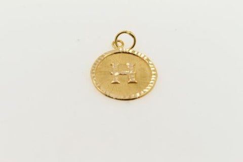 22k 22ct Solid Gold Charm Letter H Pendant Round Design p1081 ns - Royal Dubai Jewellers