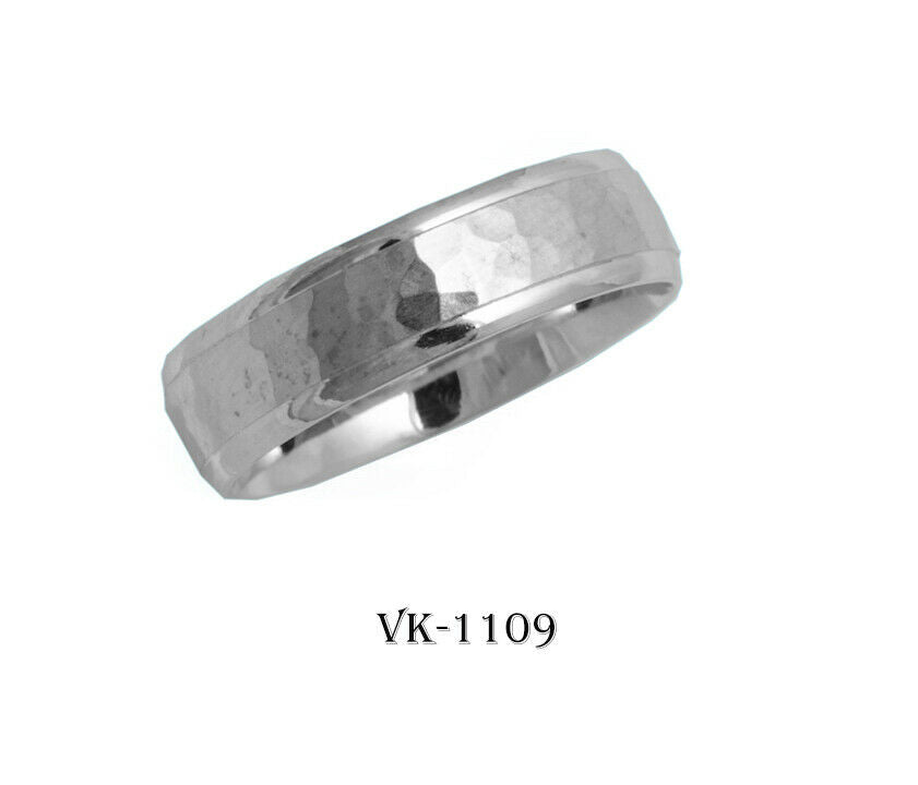 14k Solid Gold Elegant Ladies Modern Hammer Finished Flat Band 6MM Ring VK1109v - Royal Dubai Jewellers