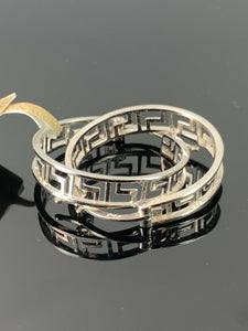 18k Earring Solid Gold Ladies Jewelry Elegant Designer Pattern Hoops E6414 - Royal Dubai Jewellers