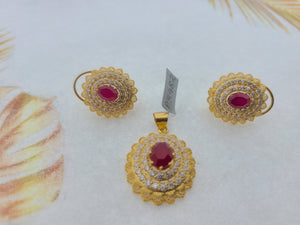 22K Solid Gold Pendant Set With Zircons P5482 - Royal Dubai Jewellers
