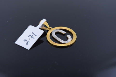 22k Solid Gold Charm Pendant Simple Alphabet ROUND Letter C Design p3052 - Royal Dubai Jewellers