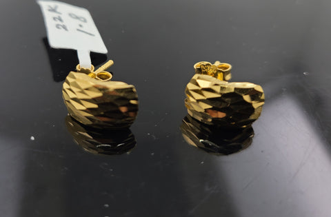 22K Solid Gold Diamond Cut Studs E20912 - Royal Dubai Jewellers