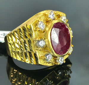 22k Solid Gold ELEGANT Charm Ladies Stone Ring SIZE 7-1/2 "RESIZABLE" r2181 - Royal Dubai Jewellers